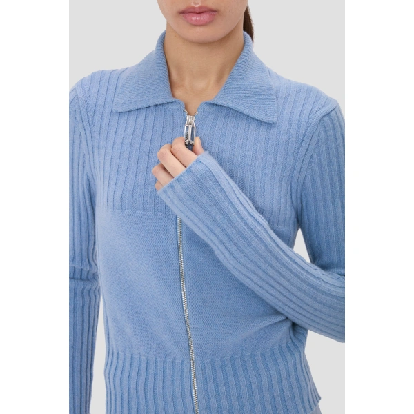 Victoria Beckham Zip Jumper in Ocean Mist Melange | Sweaters | Coveti, view 3
