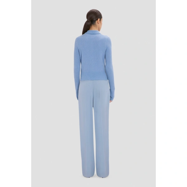 Victoria Beckham Zip Jumper in Ocean Mist Melange | Sweaters | Coveti, view 4