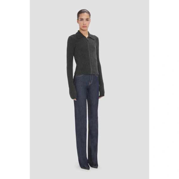 Victoria Beckham Zip Jumper in Ore Melange | Sweaters | Coveti, view 2