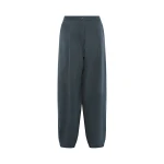 Yves Salomon Balloon Silk Crepe Trousers in Dark Teal | Pants | Coveti