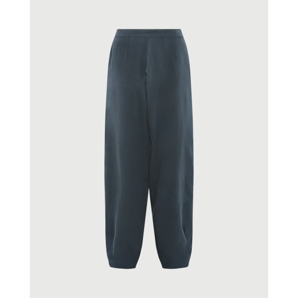 Yves Salomon Balloon Silk Crepe Trousers in Dark Teal | Pants | Coveti