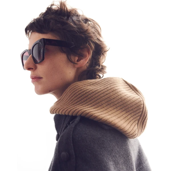 Yves Salomon Cashmere Knit Balaclava in Dark Camel | Hats | Coveti