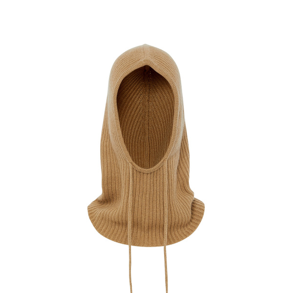 Yves Salomon Cashmere Knit Balaclava in Dark Camel | Hats | Coveti