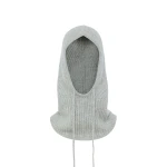 Yves Salomon Cashmere Knit Balaclava in Light Grey | Hats | Coveti