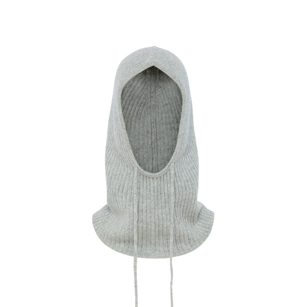 Yves Salomon Cashmere Knit Balaclava in Light Grey | Hats | Coveti
