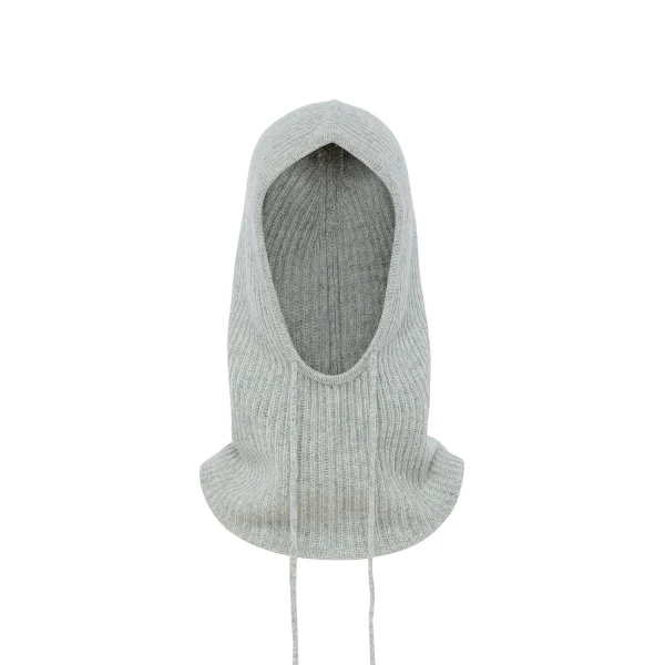 Yves Salomon Cashmere Knit Balaclava in Light Grey | Hats | Coveti