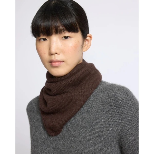 Yves Salomon Cashmere Knit Bandana in Brown | Scarves | Coveti