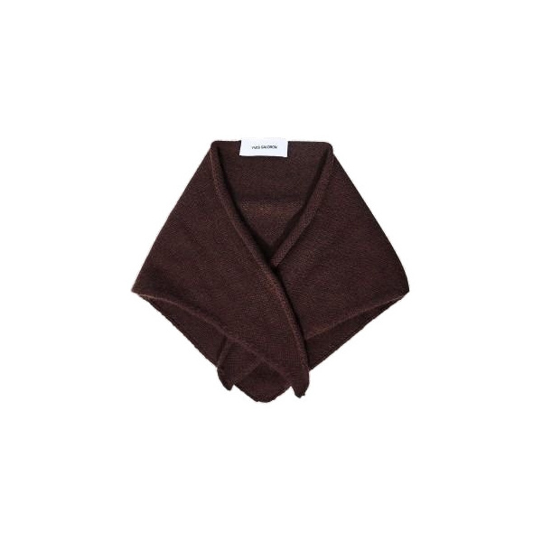 Yves Salomon Cashmere Knit Bandana in Brown | Scarves | Coveti