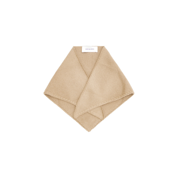 Yves Salomon Cashmere Knit Bandana in Dark Camel | Scarves | Coveti
