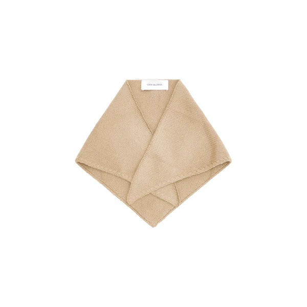 Yves Salomon Cashmere Knit Bandana in Dark Camel | Scarves | Coveti