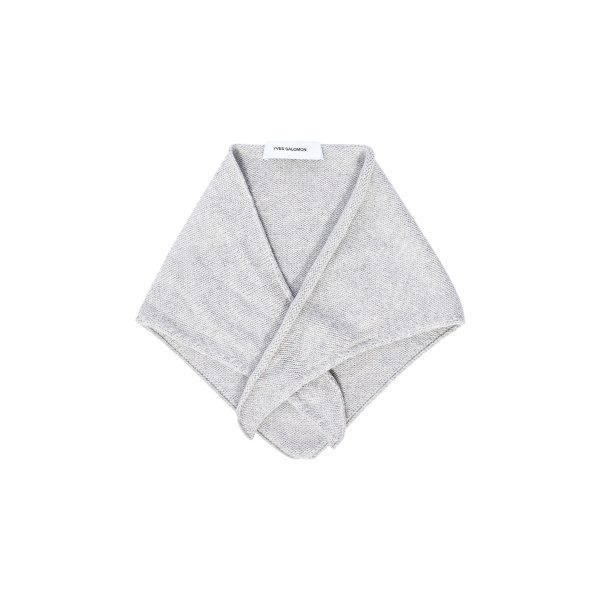 Yves Salomon Cashmere Knit Bandana in Light Grey | Scarves | Coveti