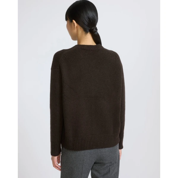 Yves Salomon Cashmere Knit Crew Neck Sweater in Brown | Sweaters | Coveti