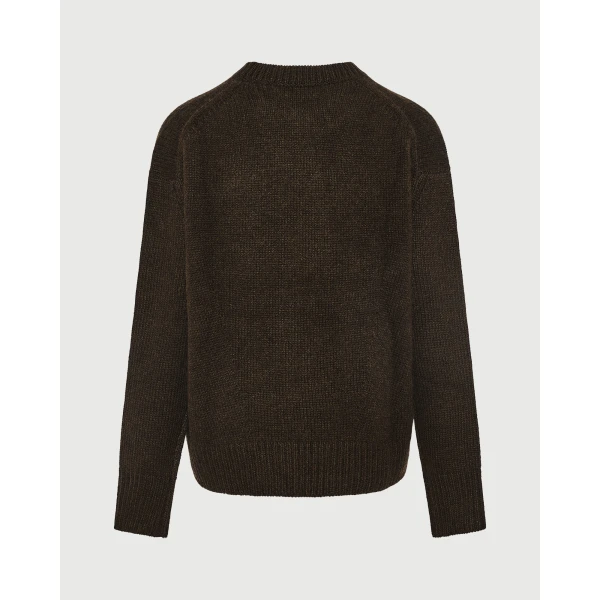 Yves Salomon Cashmere Knit Crew Neck Sweater in Brown | Sweaters | Coveti
