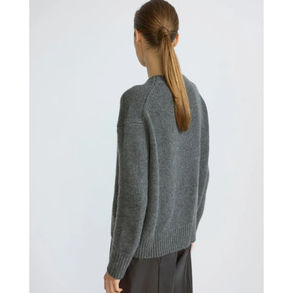 Yves Salomon Cashmere Knit Crew Neck Sweater in Grey | Sweaters | Coveti