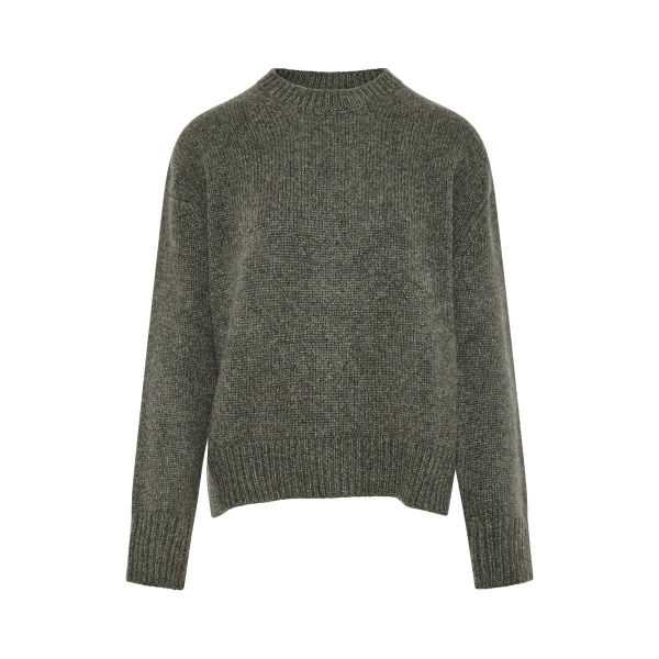 Cashmere Knit Crew Neck Sweater in Grey