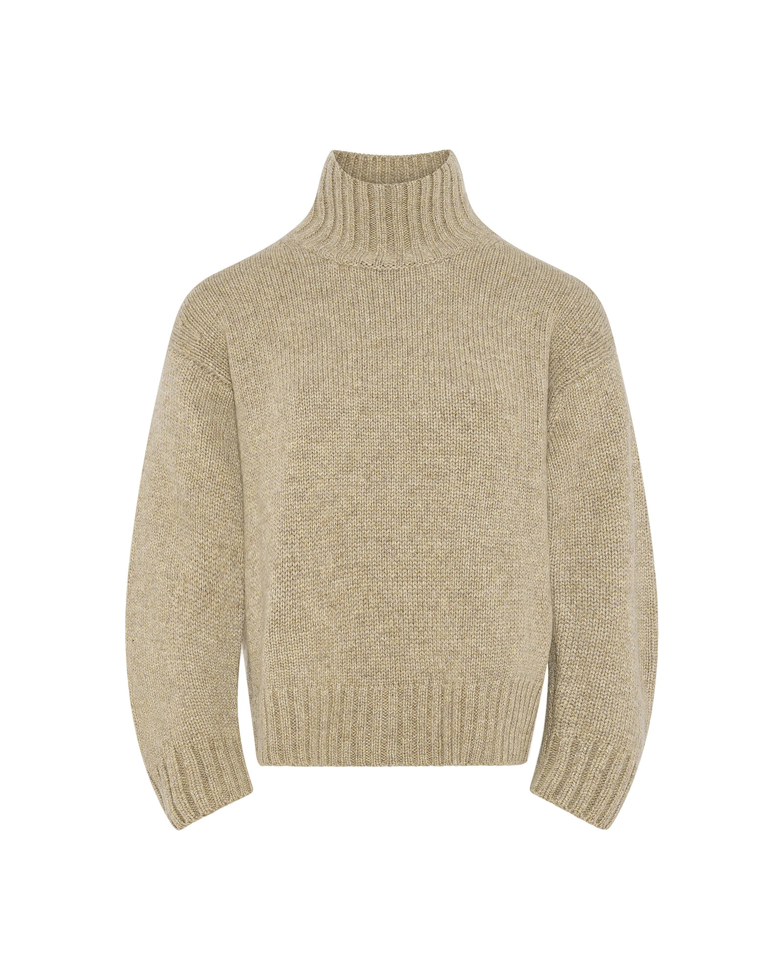 Yves Salomon Cashmere Knit Funnel Neck Sweater in Beige Yves Salomon Cashmere Knit Funnel Neck Sweater in Beige | Turtlenecks | Coveti