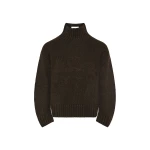 Yves Salomon Cashmere Knit Funnel Neck Sweater in Brown | Turtlenecks | Coveti