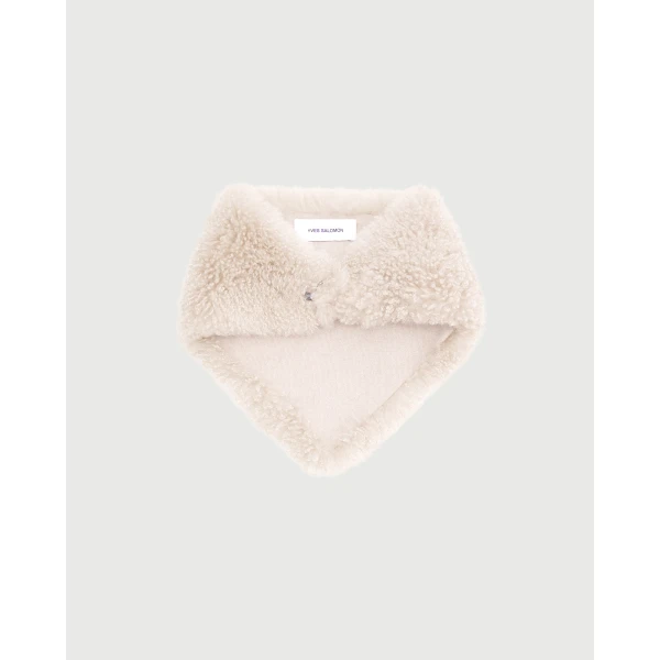 Yves Salomon Cashmere Lambskin Shearling Bandana in Beige | Scarves | Coveti