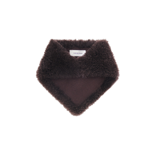 Yves Salomon Cashmere Lambskin Shearling Bandana in Brown | Scarves | Coveti
