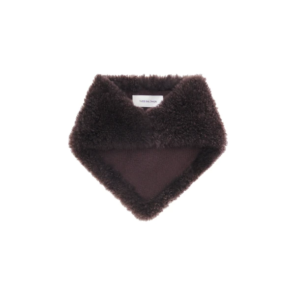 Yves Salomon Cashmere Lambskin Shearling Bandana in Brown | Scarves | Coveti