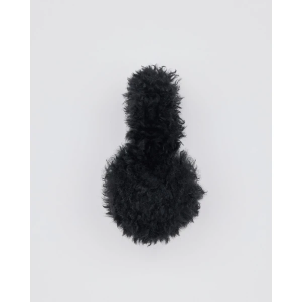 Yves Salomon Cashmere Lambskin Shearling Earmuffs in Black | Hats | Coveti