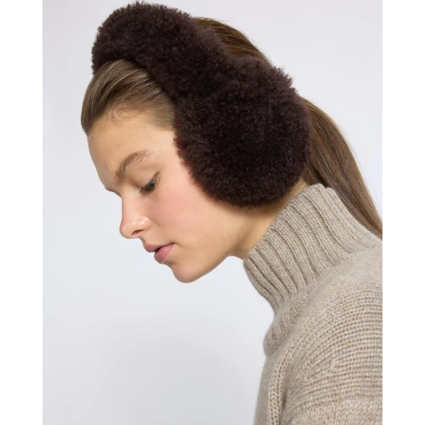 Yves Salomon Cashmere Lambskin Shearling Earmuffs in Brown | Hats | Coveti