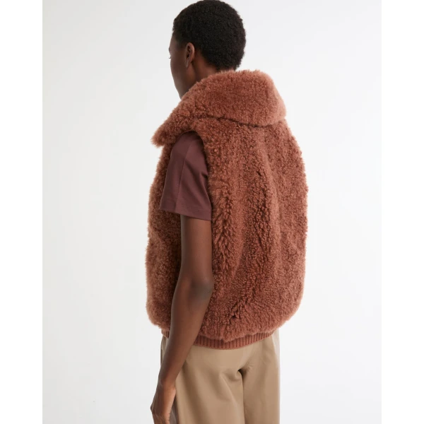 Yves Salomon Cashmere Lambskin and Merino Knit Gilet in Brown | Vests | Coveti