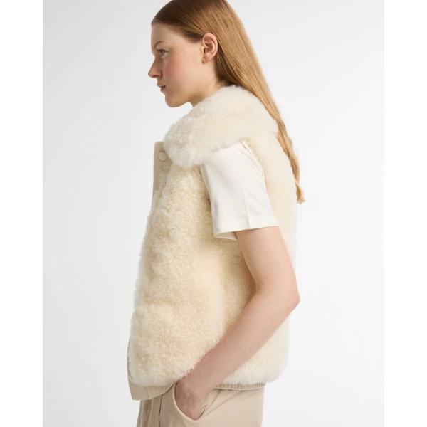 Yves Salomon Cashmere Lambskin and Merino Knit Gilet in White | Vests | Coveti