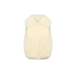 Yves Salomon Cashmere Lambskin and Merino Knit Gilet in White | Vests | Coveti