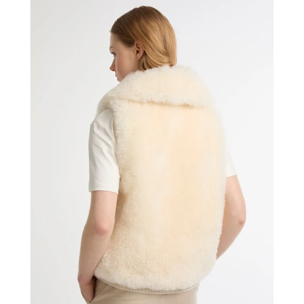 Yves Salomon Cashmere Lambskin and Merino Knit Gilet in White | Vests | Coveti