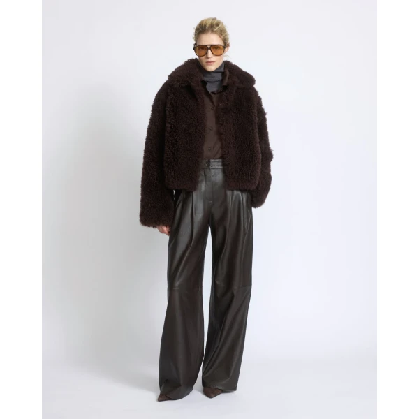 Yves Salomon Cashmere Lambskin and Merino Knit Jacket in Brown | Jackets | Coveti