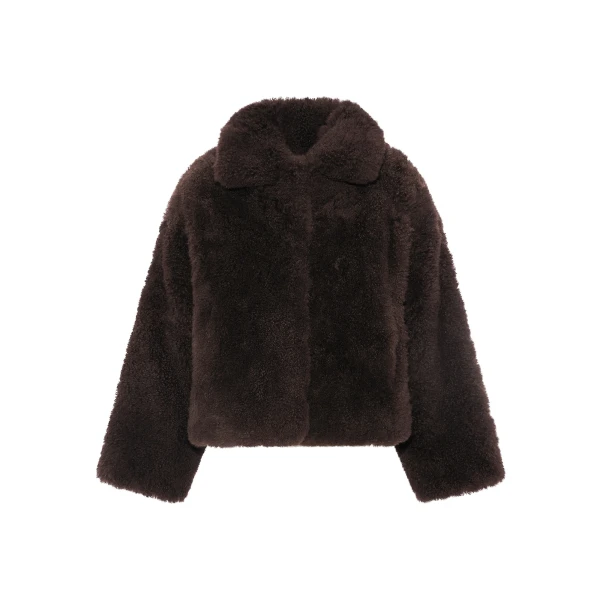 Cashmere Lambskin and Merino Knit Jacket in Brown