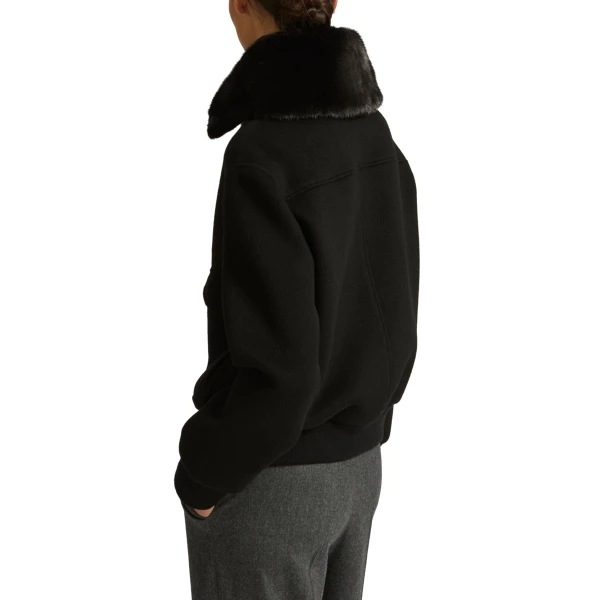 Yves Salomon Cashmere Wool Jacket with Mink Fur Collar in Black | Jackets | Coveti