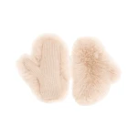Yves Salomon Cashmere Wool Knit Mittens with Cashmere Lambskin in Beige | Gloves | Coveti