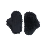 Yves Salomon Cashmere Wool Knit Mittens with Cashmere Lambskin in Black | Gloves | Coveti