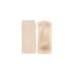 Yves Salomon Cashmere Wool and Rex Rabbit Fur Fingerless Gloves in Beige | Women | Coveti