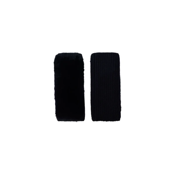 Yves Salomon Cashmere Wool and Rex Rabbit Fur Fingerless Gloves in Black | Gloves | Coveti