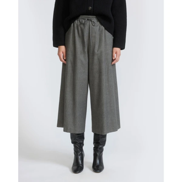Yves Salomon Cashmere and Cotton Culottes in Grey | Wide leg pants | Coveti