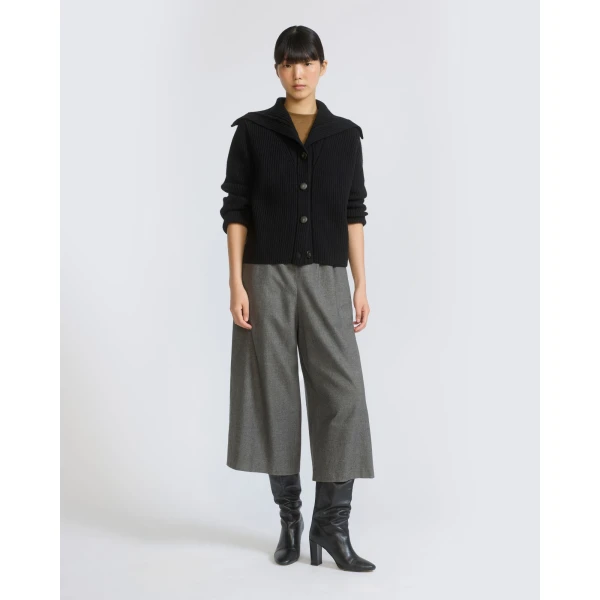 Yves Salomon Cashmere and Cotton Culottes in Grey | Wide leg pants | Coveti
