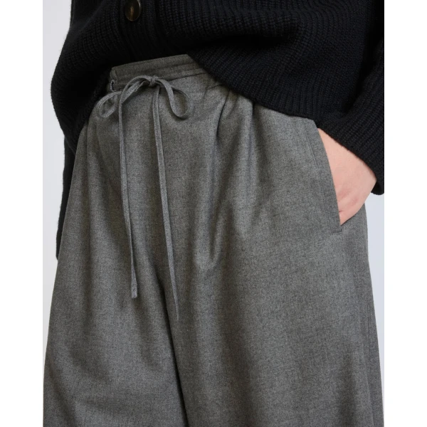 Yves Salomon Cashmere and Cotton Culottes in Grey | Wide leg pants | Coveti