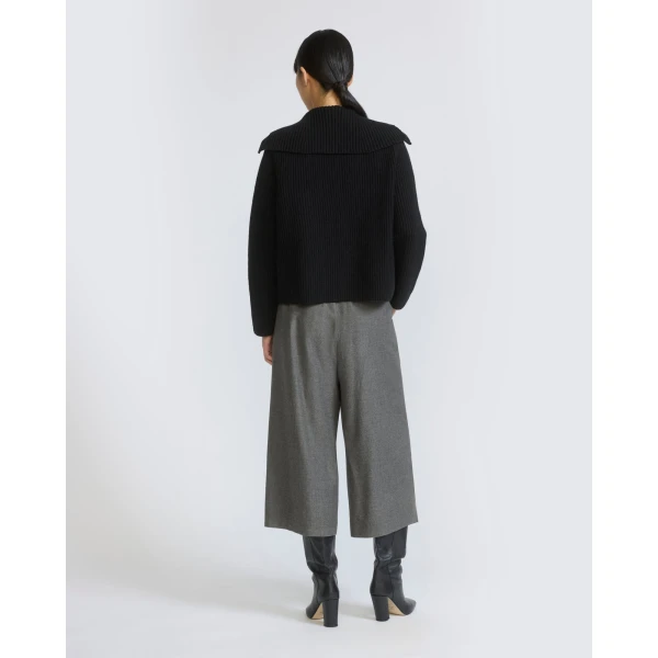 Yves Salomon Cashmere and Cotton Culottes in Grey | Wide leg pants | Coveti