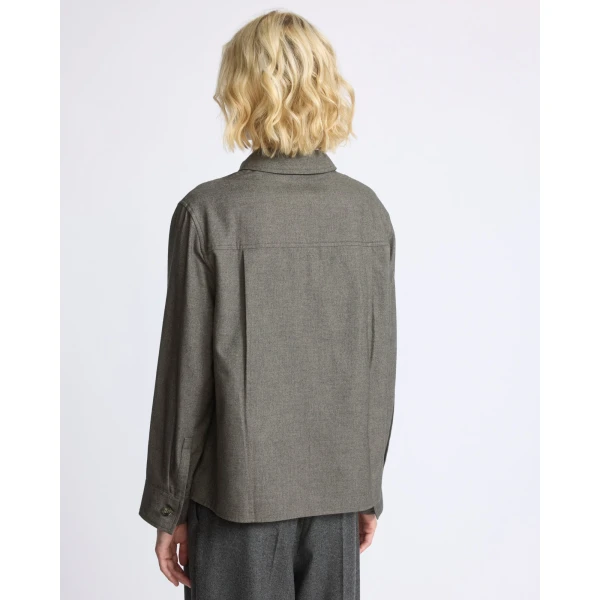 Yves Salomon Cashmere and Cotton Polo Collar Blouse in Grey | Blouse | Coveti