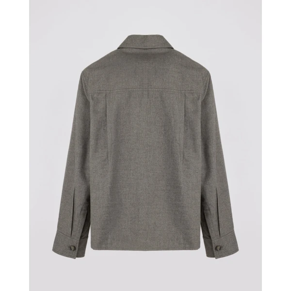 Yves Salomon Cashmere and Cotton Polo Collar Blouse in Grey | Blouse | Coveti