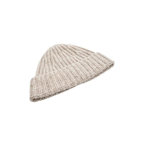Chunky Cashmere Marl Beanie in Oatmeal