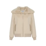 Yves Salomon Cropped Cashmere-Blend Blouson with Removable Mink Collar in Beige | Jackets | Coveti