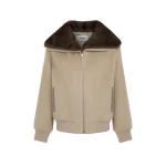Yves Salomon Cropped Cashmere-Blend Blouson with Removable Mink Collar in Beige | Jackets | Coveti