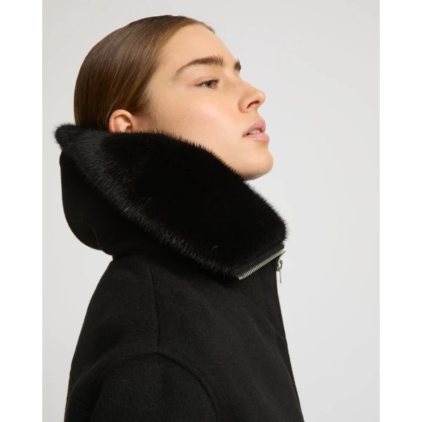 Yves Salomon Cropped Cashmere-Blend Blouson with Removable Mink Collar in Black | Jackets | Coveti
