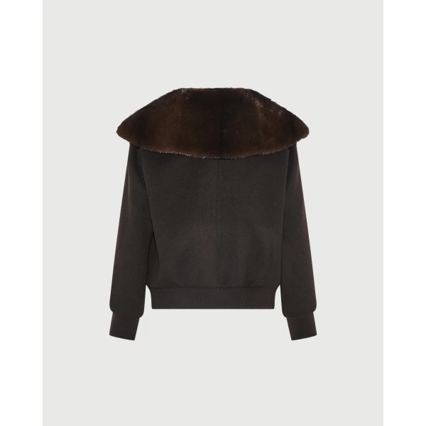Yves Salomon Cropped Cashmere-Blend Blouson with Removable Mink Collar in Brown | Jackets | Coveti