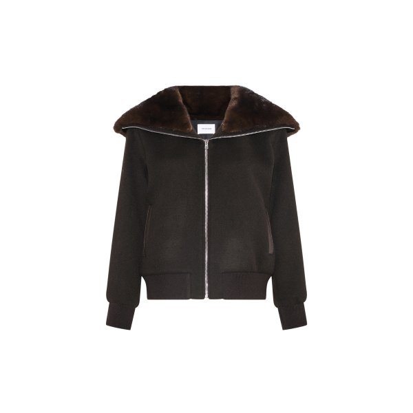 Yves Salomon Cropped Cashmere-Blend Blouson with Removable Mink Collar in Brown | Jackets | Coveti