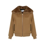 Yves Salomon Cropped Cashmere-Blend Blouson with Removable Mink Collar in Camel | Women | Coveti